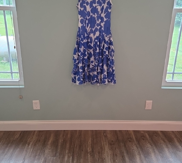 Bobbie Bee Midi Flapper Style Hem Dress Blue And White Size 12 - Picture 7 of 12